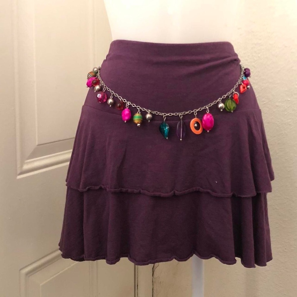 Y2K Mermaid Fairycore Coquette Whimsical Boho Purple Ruffle Micro Mini Skirt